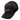 Side of a dark grey cap with a black mesh back and a red bass cat logo on the front.