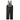 Black fishing overalls with adjustable straps and a white bass cat logo on the back