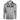Front of a gray camouflage hooded long sleeve with a dark grey bass cat logo on the chest.
