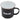 Black and white speckled camping mug with a silver rim, white interior, and 'Bass Cat' logo on the side.