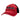 Red and black baseball cap with an embroidered bass cat logo in black and white across the front.