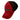Side of a red trucker hat with a black mesh back and black and white bass cat logo.