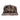 A brown camouflage baseball cap with the 'Bass Cat' logo on the front in beige and a brown rope across the bill.