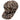 Side of a brown camo patterned baseball cap with a beige bass cat logo on the front and a brown rope across the bill.