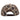 Back view of a brown and beige camo-print baseball cap with a brown snapback strap.