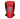 Back of a red Mustang life jacket with black and gray accents and the bass cat logo printed across the top in black and white.