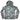 Back view of a camouflage hooded long-sleeve shirt in shades of gray and green.