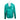Back view of a turquoise long-sleeve hooded shirt with white stitching and interior hood.
