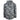Back of a black and grey camouflage-patterned jacket.