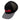 Black and gray cap from the side, with an embroidered red and white bass cat logo across the front.