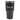 Dark grey insulated tumbler with a stainless steel lid and a bass cat logo engraved on the front.