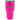 A bright pink insulated tumbler with a stainless steel lid and a bass cat logo engraved on the front.