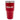 A red insulated tumbler with a stainless steel lid and a bass cat logo engraved on the front.