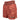 brick red shorts with a tie-dye pattern in shades of orange and a black bass cat logo on the leg.