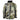 A green camouflage jacket with a zippered front and black accents, including the bass cat logo embroidered on the right chest in black.