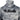 Close up of a grey camouflage hoodie with a ventilated face covering collar and a black bass cat logo across the chest.