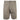 Beige shorts with button closure and a logo on the left leg.
