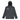 A dark gray hooded jacket with a full front zipper, zippered hand pockets, and a white printed Bass Cat logo on the right chest.