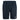 Front of a pair of black shorts with an elastic waist.