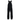 Black snow bib overalls with adjustable shoulder straps, a front zipper, and zippered pockets, shown against a plain white background.