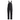 Black technical bib overalls with adjustable shoulder straps, multiple zippered pockets, and cargo-style leg pockets, shown on a plain white background.