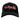 Black camouflage baseball cap with a red and white bass cat logo embroidered on the front. 
