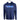 Front of a navy blue long sleeve with a royal blue and grey bass cat logo on the chest.