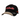 Black cap with a tan stripe across the bill, with a red and white bass cat logo across the front and white lightning strike on the bill.