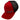 Side of a red hat with a black mesh back and a black and white bass cat logo on the front left panel.