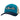 A hat with a light blue front, dark blue bill, and white mesh back. The bass cat logo is embroidered on the front in white and black.