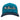 Front of a hat with a light blue front, dark blue bill, and white mesh back. The bass cat logo is embroidered on the front in white and black.