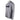 Side of a light grey hooded long sleeve with a black bass cat logo on the chest.