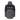 Back of a black and grey Simms jacket with a white Simms logo and a black Bass Cat logo across it.