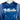 Close-up of a blue hoodie with a white bass cat logo on the front.