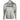 Front of a grey and green distressed textured hooded long sleeve with a dark grey bass cat logo on the chest.
