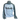 Light blue long-sleeve fishing shirt with a grey hood and sleeves, featuring the bass cat logo on the chest in grey and the feel the rush text on the sleeve in blue.