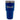 Blue insulated tumbler with a stainless steel lid and logo.